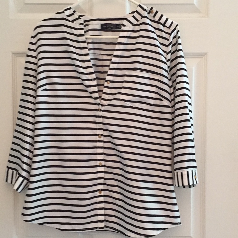 Ivory and black striped blouse